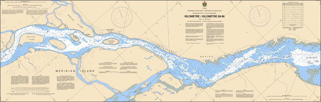 CHS Chart 6453: Mackenzie River / Fleuve Mackenzie (Kilometre / Kilomètre 58-90)