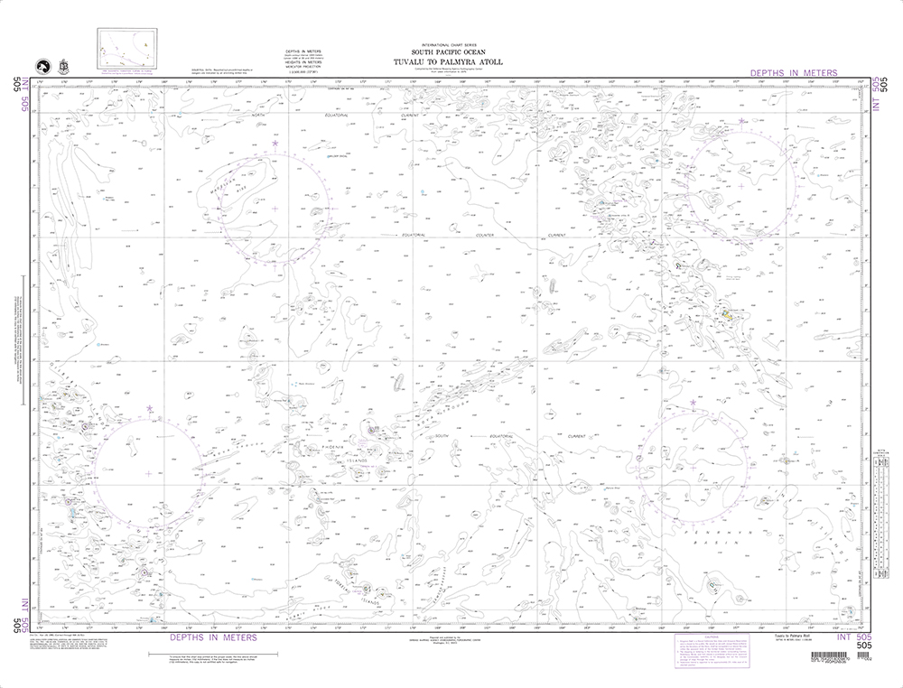 NGA Chart 505: Tuvalu to Palmyra Atoll (OMEGA)
