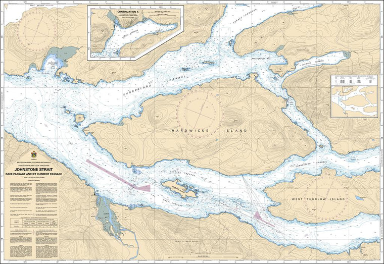 CHS Chart 3544: Johnstone Strait, Race Passage and/et Current Passage