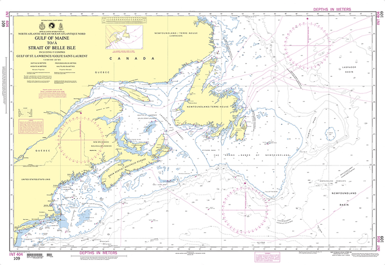 NGA Chart 109: Gulf of Maine to Strait of Belle Isle including Gulf of St. Lawrence