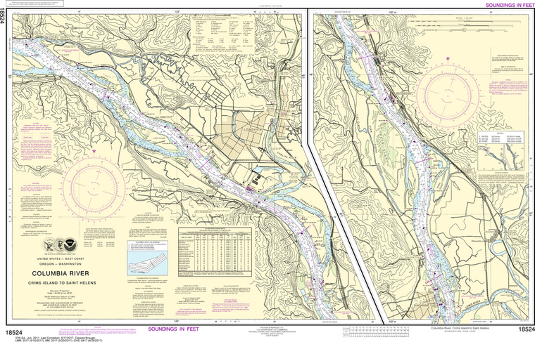 NOAA Chart 18524: Columbia River - Crims Island to Saint Helens