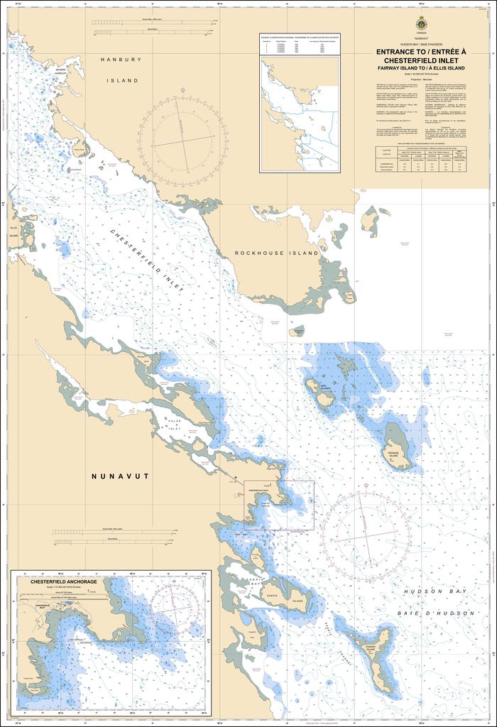 CHS Chart 5620: Entrance to/Entrée à Chesterfield Inlet (Fairway Island to/à Ellis Island)