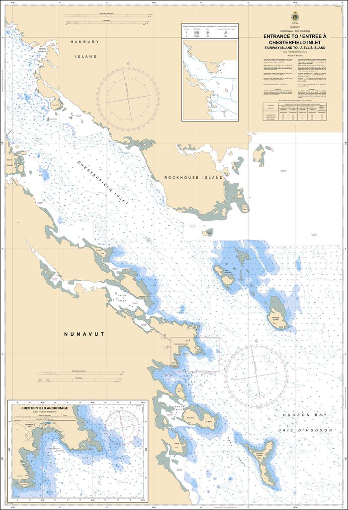 CHS Chart 5620: Entrance to/Entrée à Chesterfield Inlet (Fairway Island to/à Ellis Island)