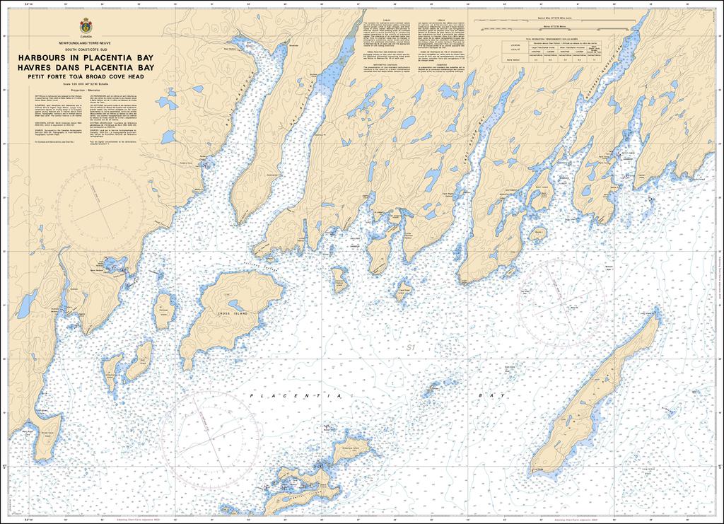 CHS Chart 4615: Harbours in Placentia Bay / Havres dans Placentia Bay: Petit forte to / à Broad Cove Head