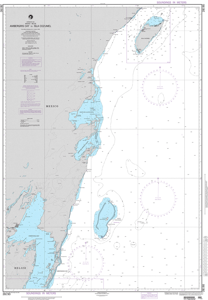 NGA Chart 28190: Ambergris Cay to Isla Cozumel