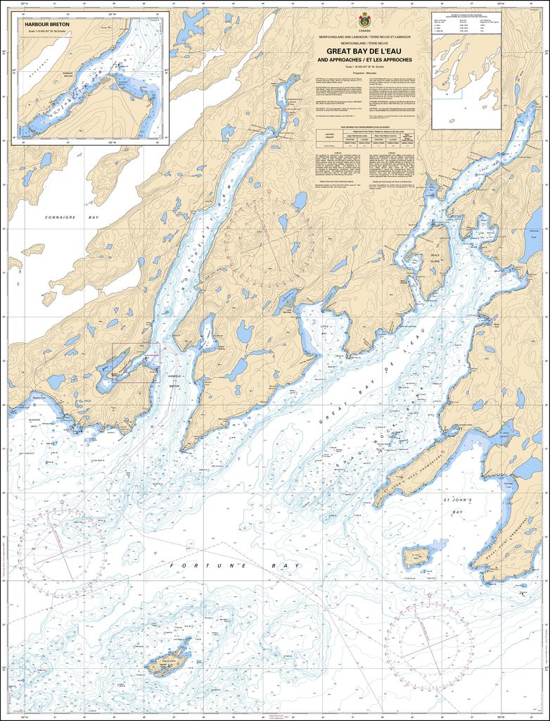 CHS Chart 4830: Great Bay de lEau and Approaches / et les approches