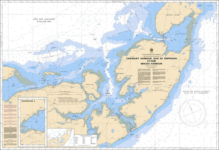 CHS Chart 4913: Caraquet Harbour, Baie de Shippegan and / et Miscou Harbour