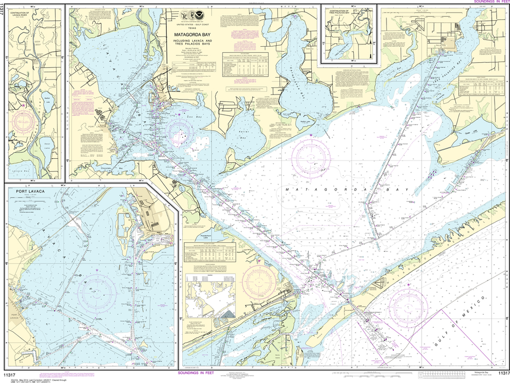 NOAA Chart 11317: Matagorda Bay including Lavaca and Tres Palacios Bays, Port Lavaca, Continuation of Lavaca River, Continuation of Tres Palacios Bay