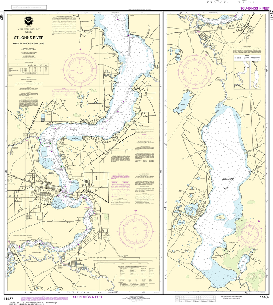 NOAA Chart 11487: St. Johns River - Racy Point to Crescent Lake