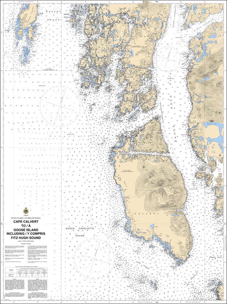 CHS Chart 3727: Cape Calvert to/à Goose Island including / y compris Fitz Hugh Sound