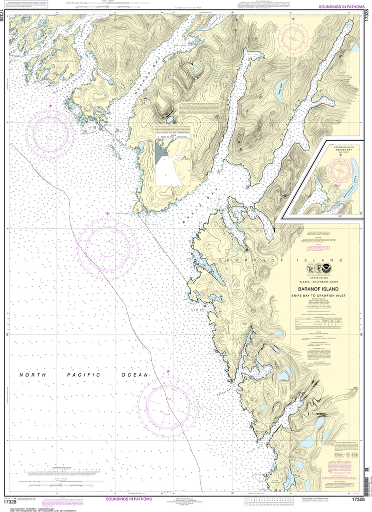 NOAA Chart 17328: Snipe Bay to Crawfish Inlet, Baranof lsland
