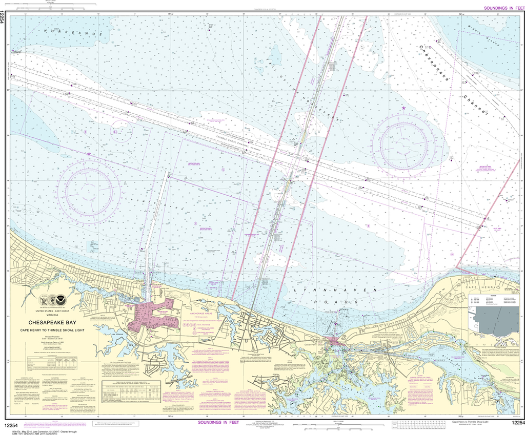 NOAA Chart 12254: Chesapeake Bay - Cape Henry to Thimble Shoal Light