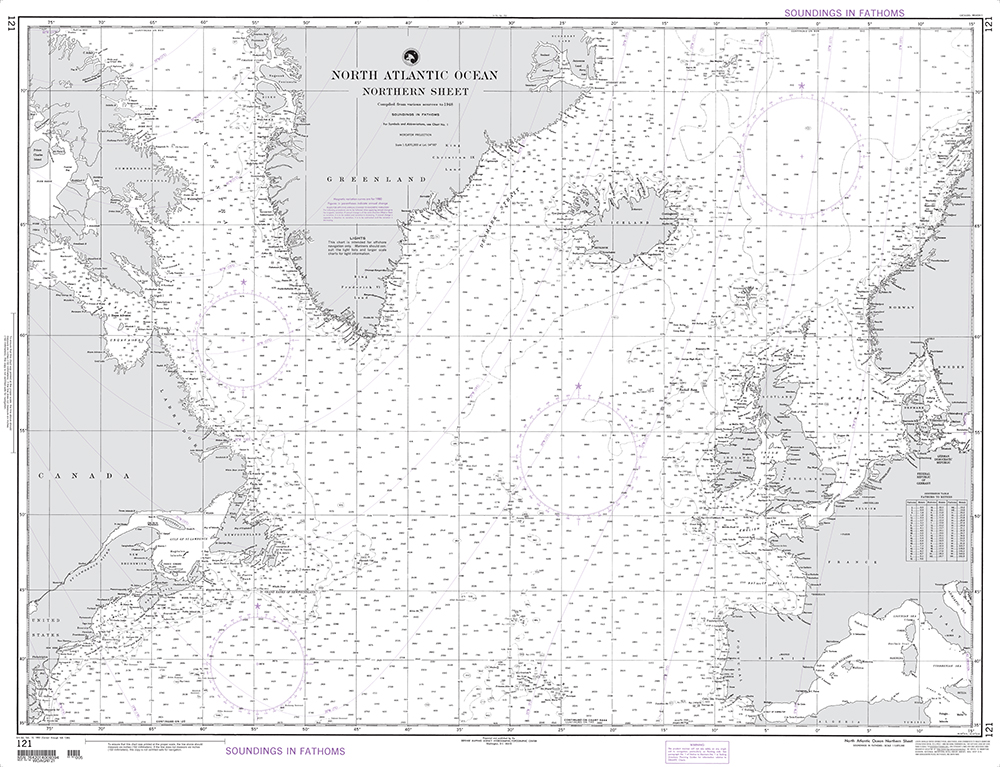 NGA Chart 121: North Atlantic Ocean (Northern Sheet)