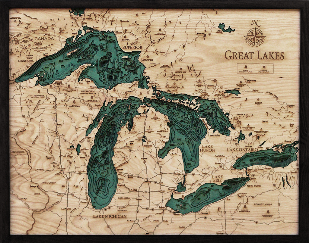 WoodChart of Great Lakes (Large)