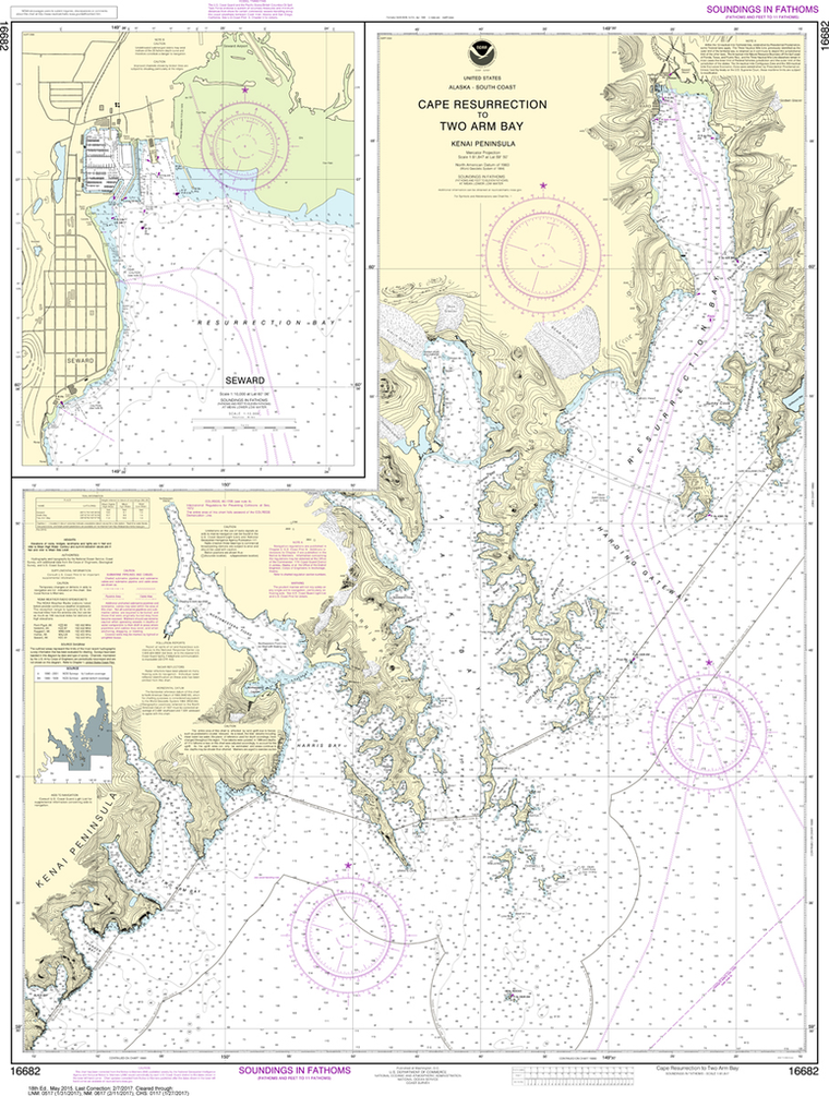 NOAA Chart 16682: Cape Resurrection to Two Arm Bay, Seward