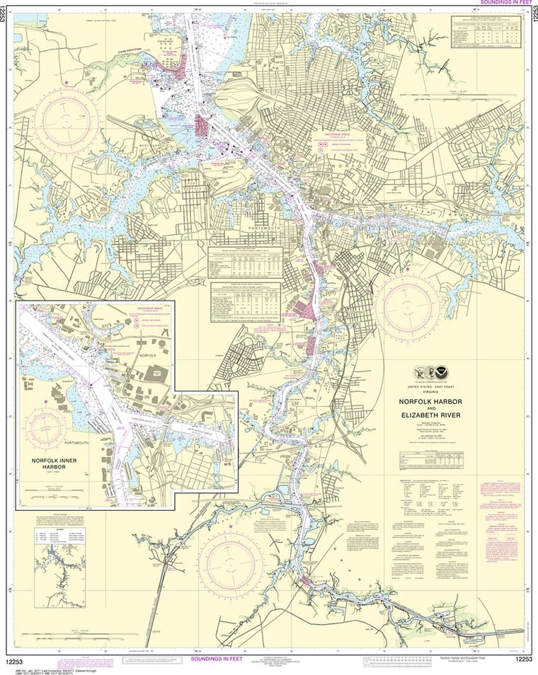 NOAA Chart 12253: Norfolk Harbor and Elizabeth River