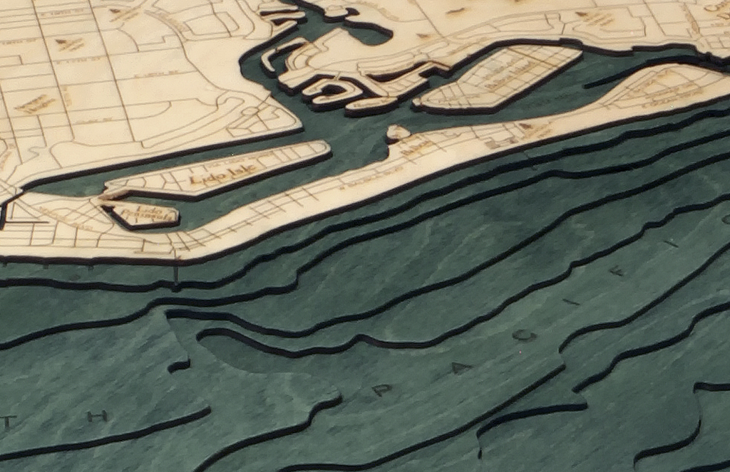 Newport Beach, CA Nautical Decor | Framed Wooden Map, 8 x 10