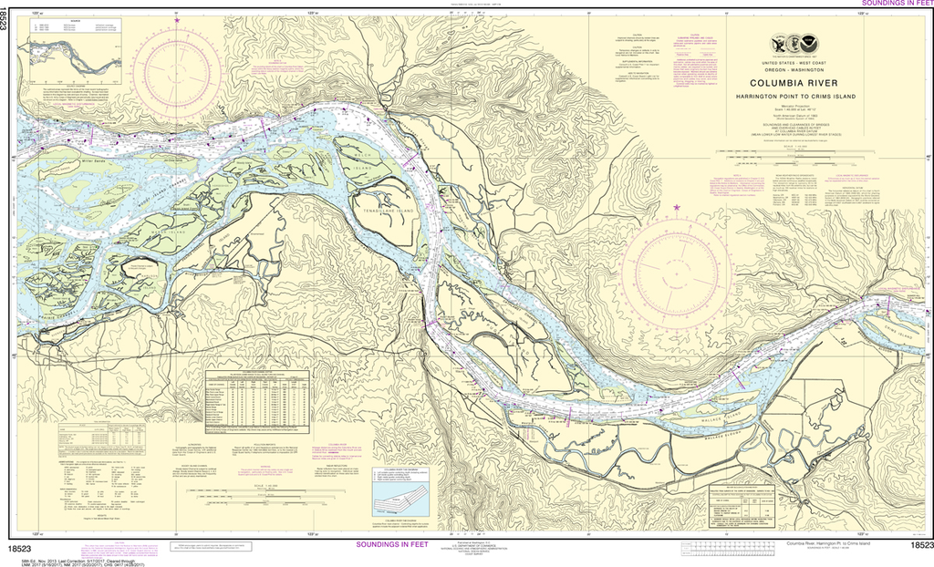 NOAA Chart 18523: Columbia River - Harrington Point to Crims Island