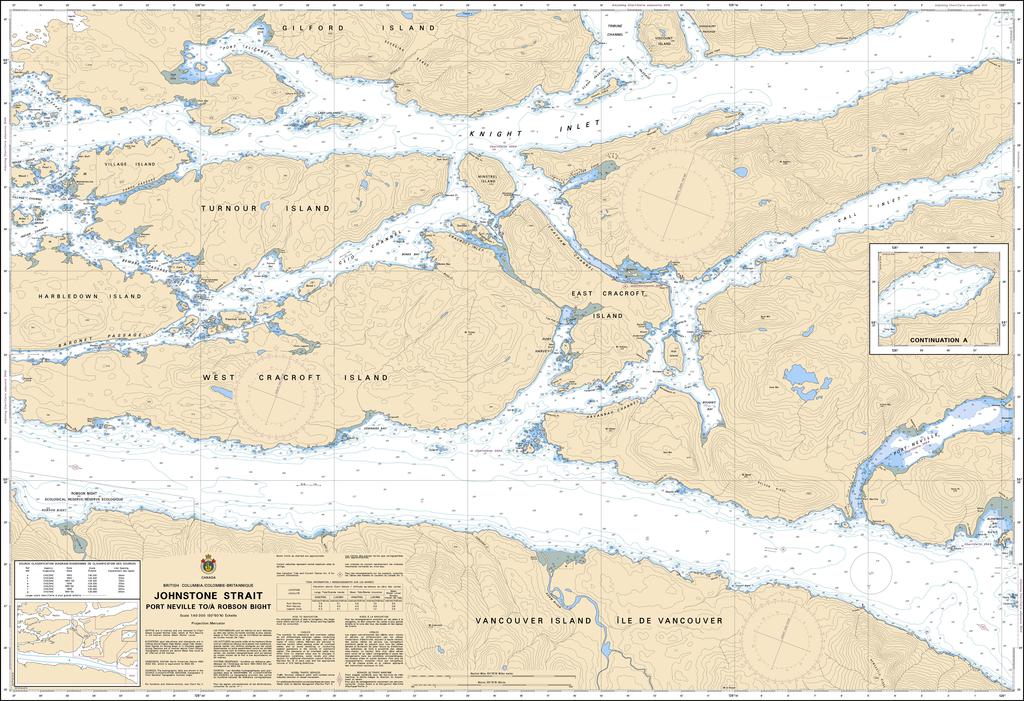CHS Chart 3545: Johnstone Strait, Port Neville to/à Robson Bight