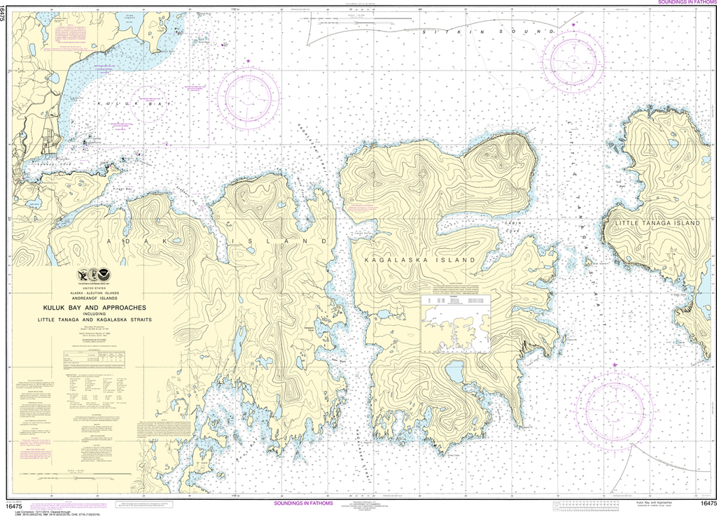 NOAA Chart 16475: Kuluk Bay and Approaches, including Little Tanaga and Kagalaska Straits