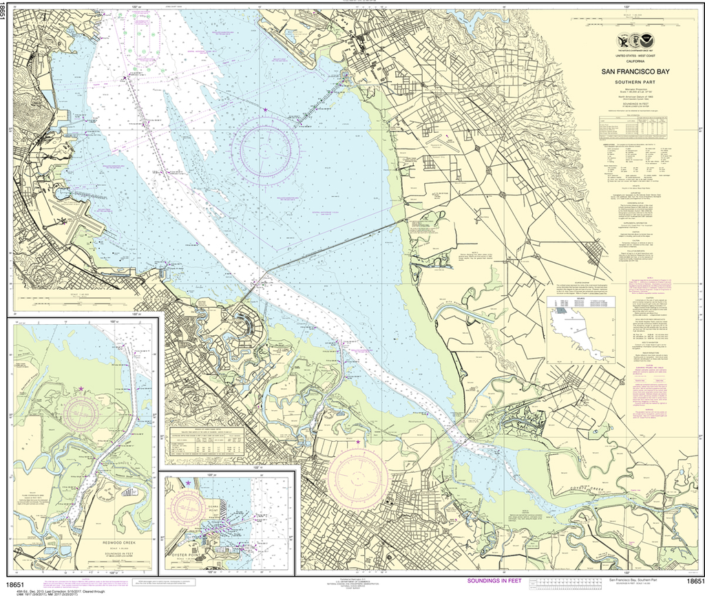 NOAA Chart 18651: San Francisco Bay - Southern Part, Redwood Creek, Oyster Point