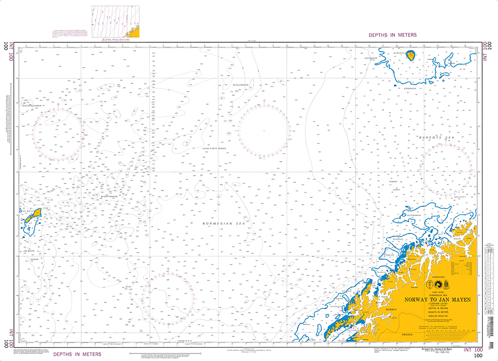 NGA Chart 100: Norwegian Sea-Norway to Jan Mayen (OMEGA)