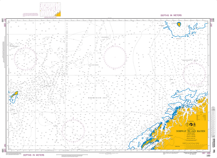 NGA Chart 100: Norwegian Sea-Norway to Jan Mayen (OMEGA)