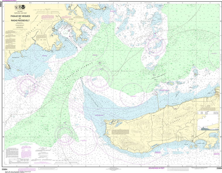 NOAA Chart 25664: Pasaje de Vieques and Radas Roosevelt