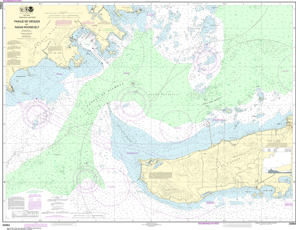 NOAA Chart 25664: Pasaje de Vieques and Radas Roosevelt