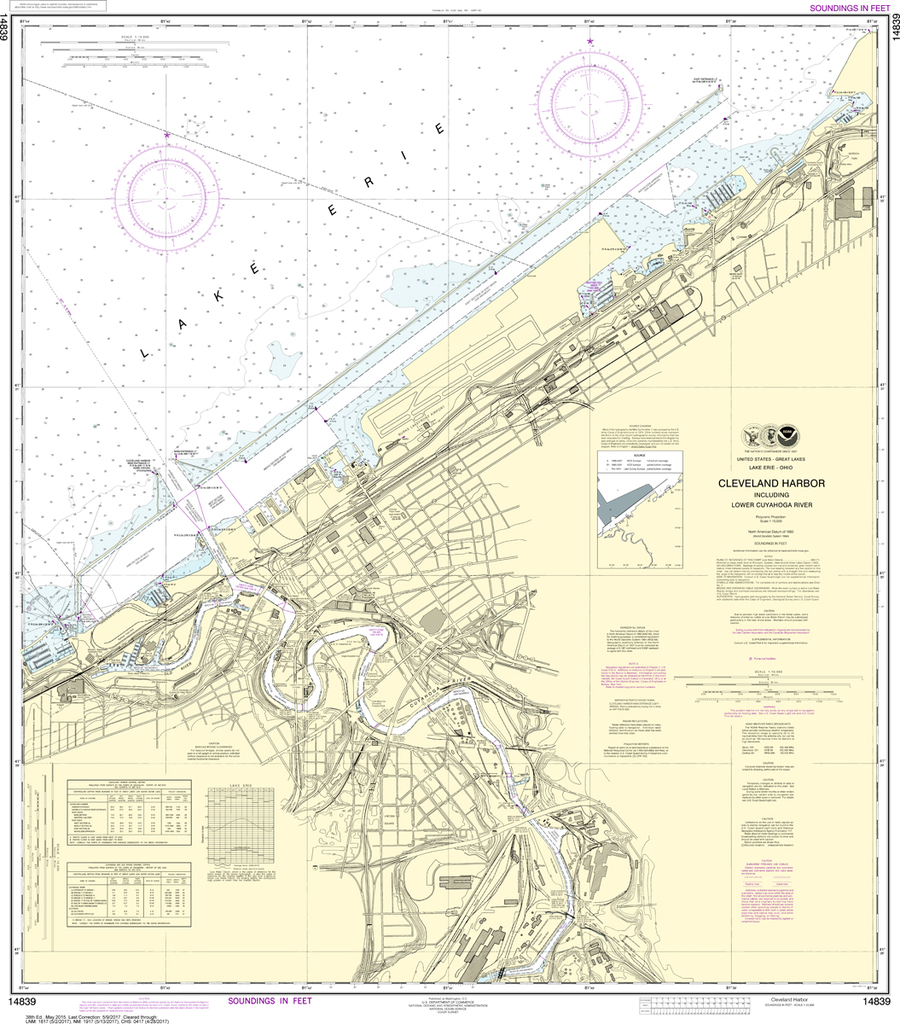 NOAA Chart 14839: Cleveland Harbor, including Lower Cuyahoga River