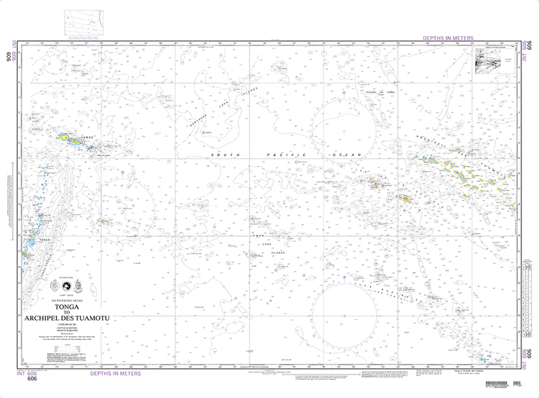 NGA Chart 606: Tonga to Archipel des Tuamotu (OMEGA)