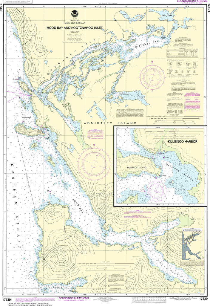 NOAA Chart 17339: Hood Bay and Kootznahoo Inlet