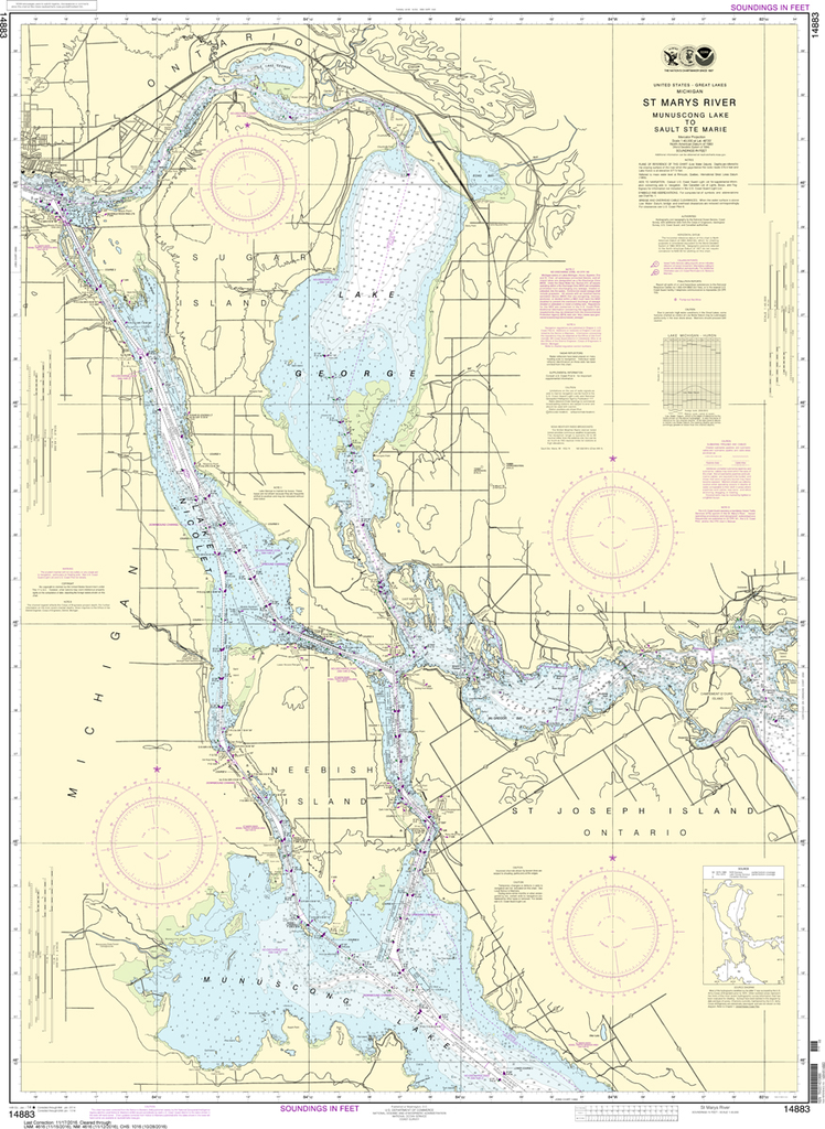 NOAA Chart 14883: St. Marys River - Munuscong Lake to Sault Ste Marie