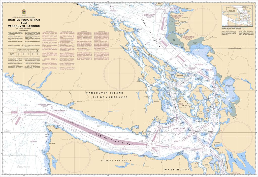 CHS Chart 3601: Juan de Fuca Strait to/à Vancouver Harbour