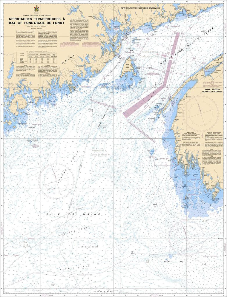 CHS Chart 4011: Approaches to / Approches à Bay of Fundy / Baie de Fundy