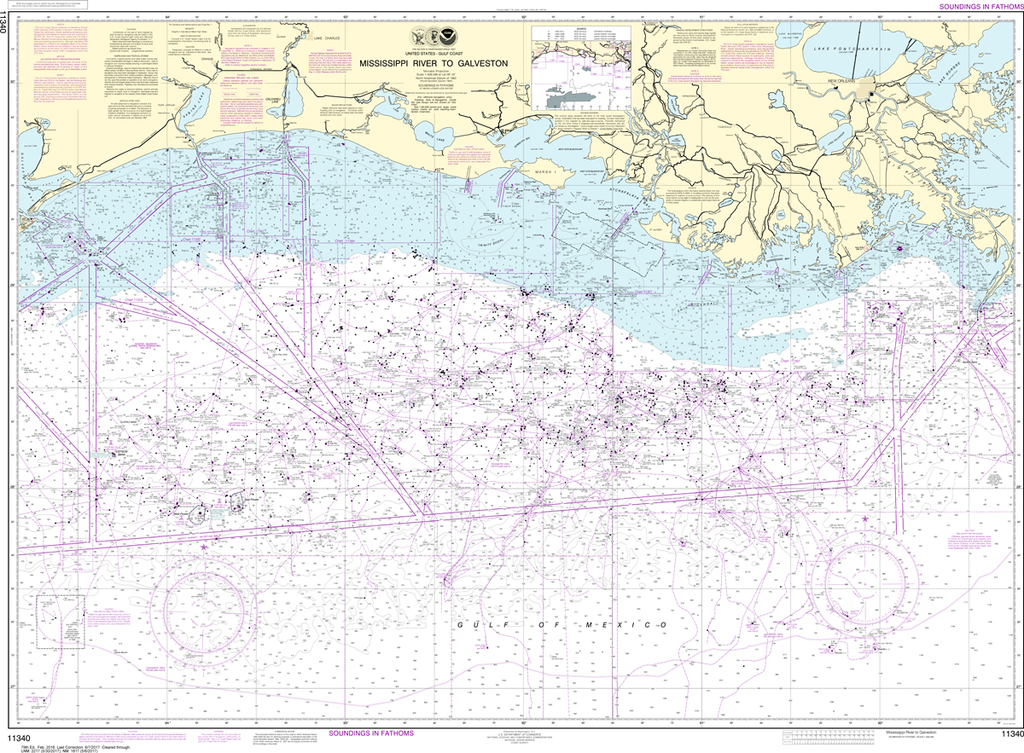 NOAA Chart 11340: Mississippi River to Galveston