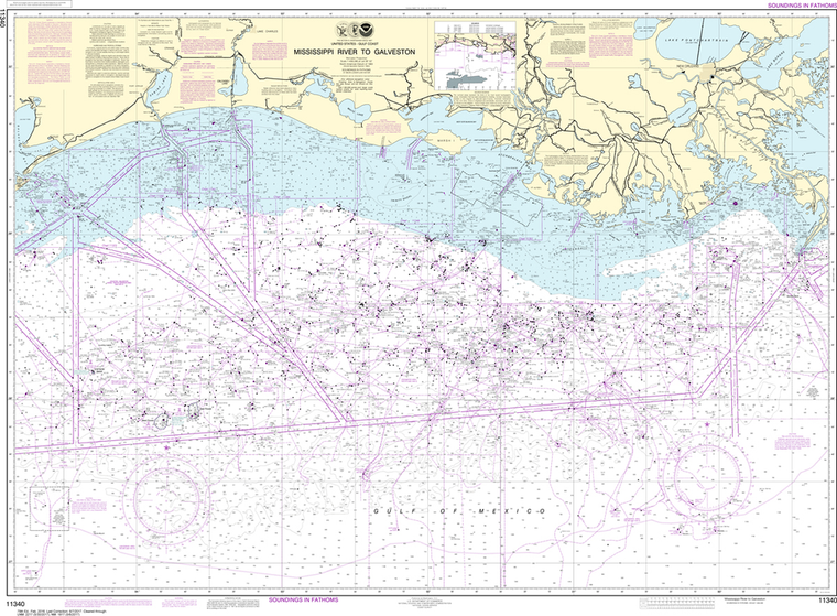 NOAA Chart 11340: Mississippi River to Galveston