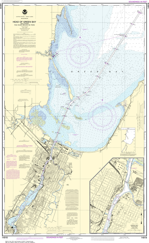 NOAA Chart 14918: Head of Green Bay, including Fox River below De Pere; Green Bay